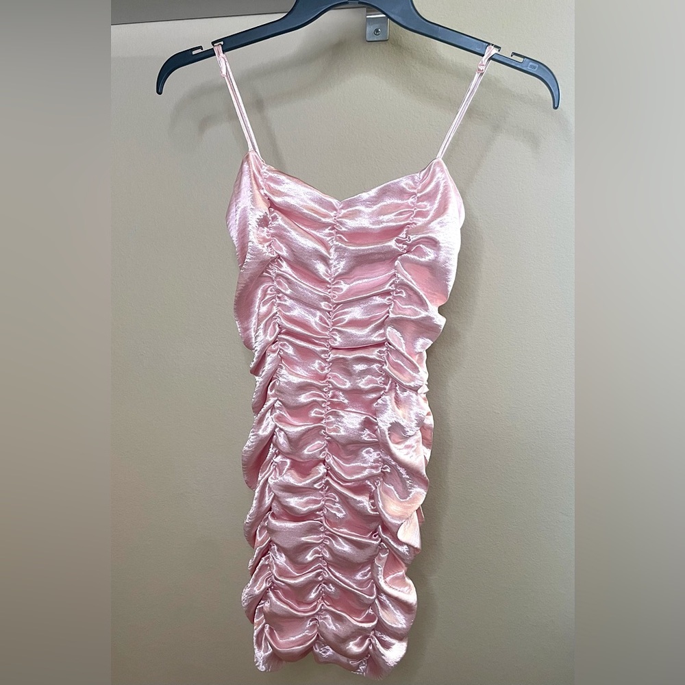 Urban Outfitters Pink/Rose Ruched Bubble Mini Dress Size S